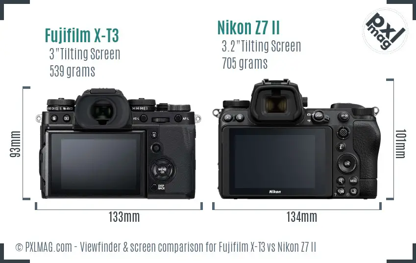 Fujifilm X-T3 vs Nikon Z7 II Screen and Viewfinder comparison