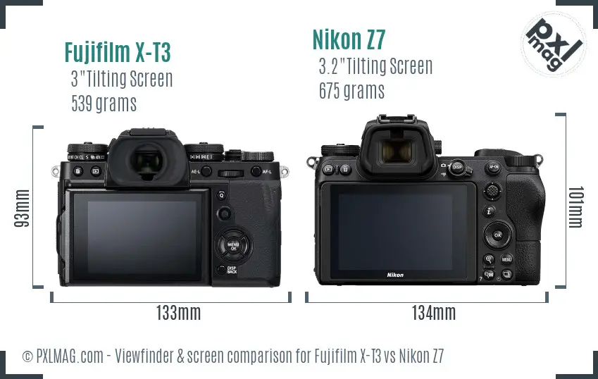 Fujifilm X-T3 vs Nikon Z7 Screen and Viewfinder comparison
