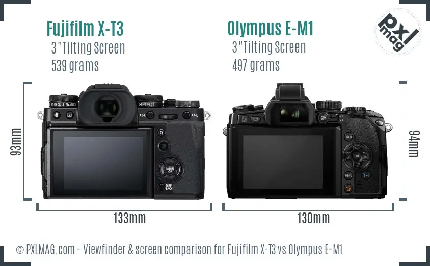 Fujifilm X-T3 vs Olympus E-M1 Screen and Viewfinder comparison