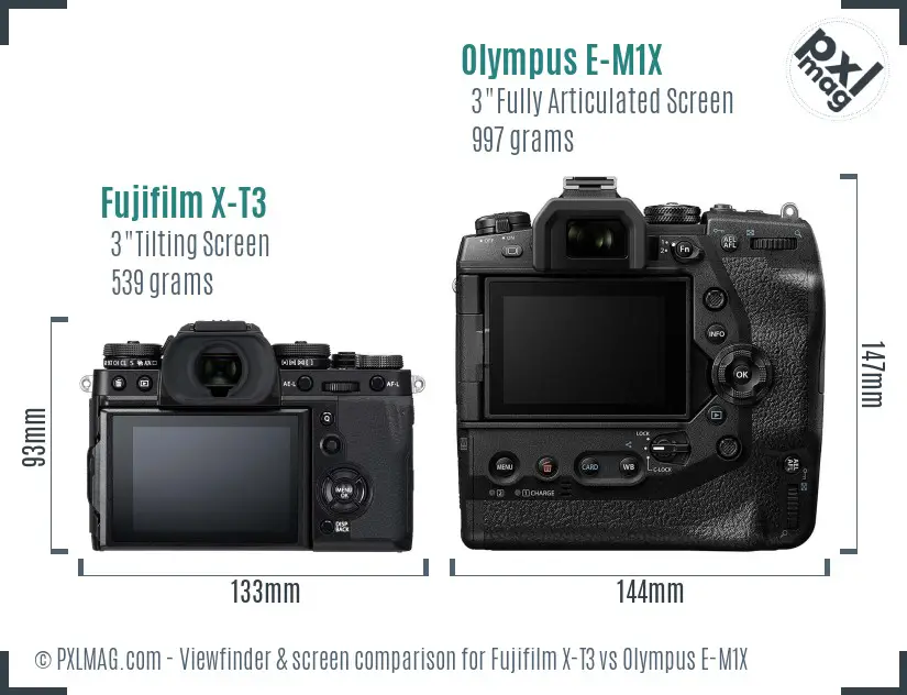 Fujifilm X-T3 vs Olympus E-M1X Screen and Viewfinder comparison