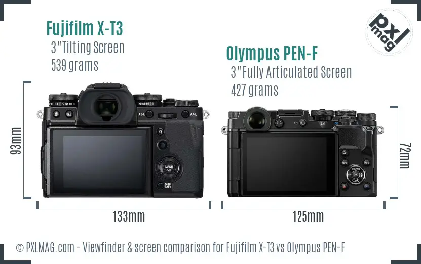 Fujifilm X-T3 vs Olympus PEN-F Screen and Viewfinder comparison Fujifilm X-T3 vs Olympus PEN-F Screen and Viewfinder comparison