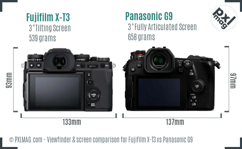 Fujifilm X-T3 vs Panasonic G9 Screen and Viewfinder comparison Fujifilm X-T3 vs Panasonic G9 Screen and Viewfinder comparison