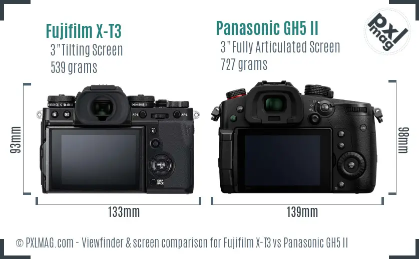 Fujifilm X-T3 vs Panasonic GH5 II Screen and Viewfinder comparison