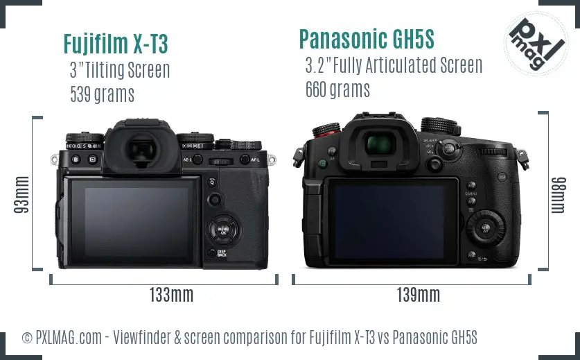 Fujifilm X-T3 vs Panasonic GH5S Screen and Viewfinder comparison