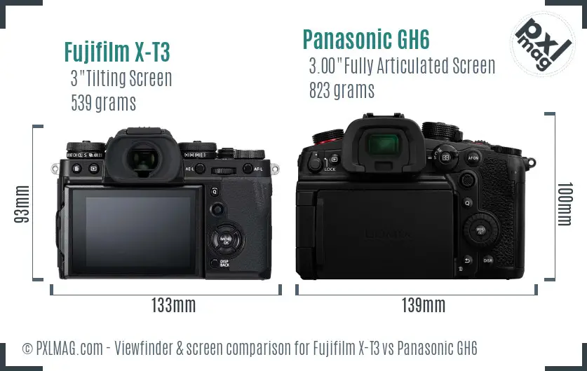 Fujifilm X-T3 vs Panasonic GH6 Screen and Viewfinder comparison