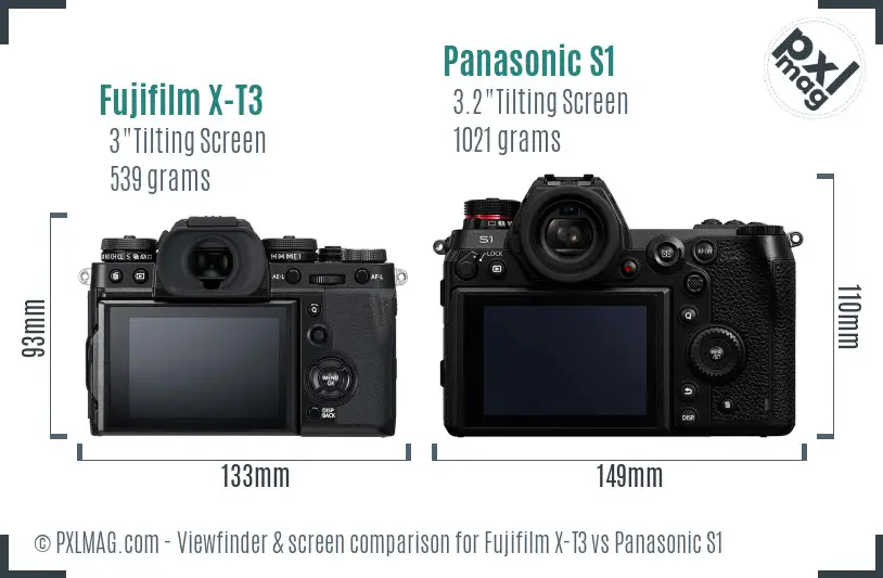 Fujifilm X-T3 vs Panasonic S1 Screen and Viewfinder comparison