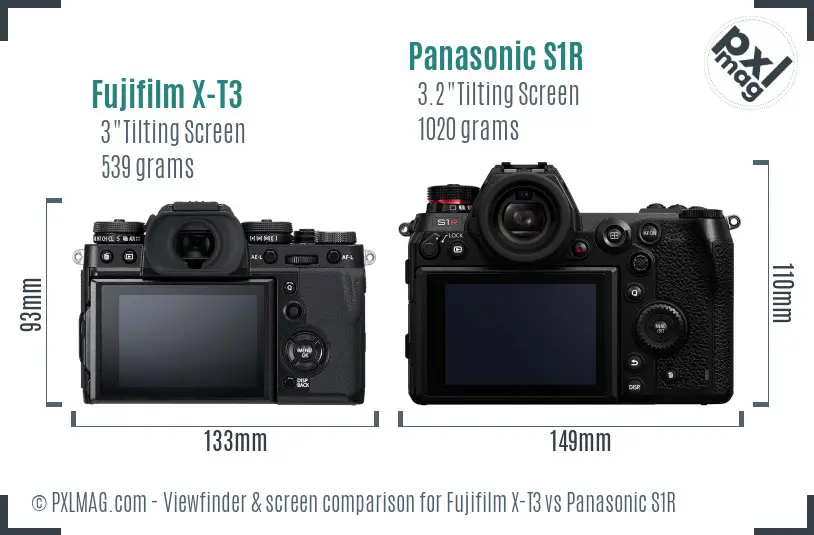 Fujifilm X-T3 vs Panasonic S1R Screen and Viewfinder comparison Fujifilm X-T3 vs Panasonic S1R Screen and Viewfinder comparison