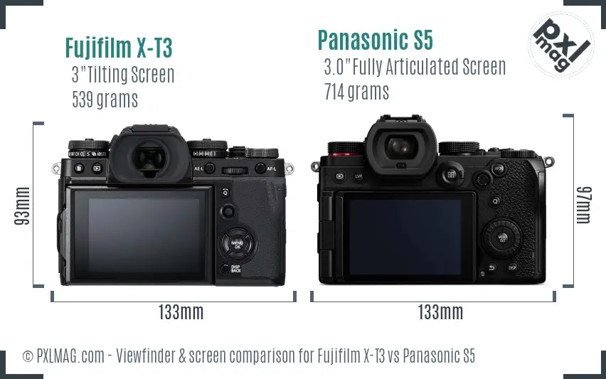 Fujifilm X-T3 vs Panasonic S5 Screen and Viewfinder comparison