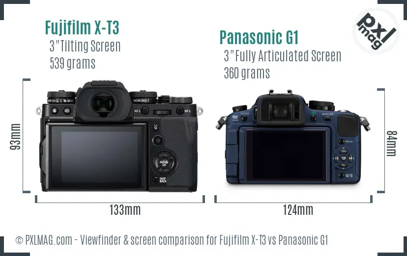 Fujifilm X-T3 vs Panasonic G1 Screen and Viewfinder comparison