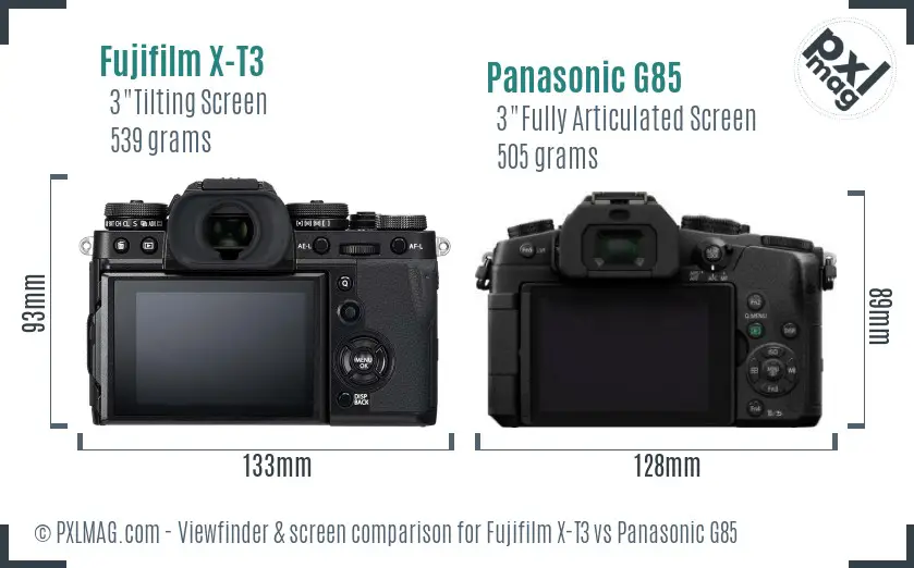 Fujifilm X-T3 vs Panasonic G85 Screen and Viewfinder comparison
