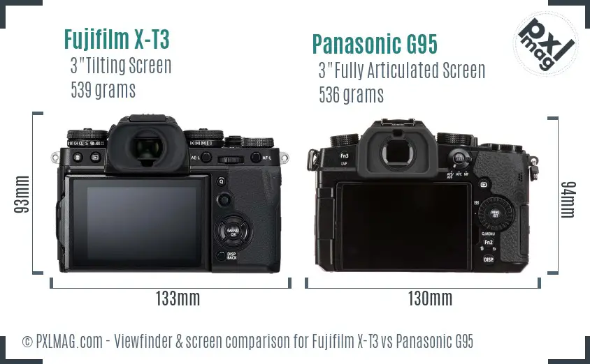 Fujifilm X-T3 vs Panasonic G95 Screen and Viewfinder comparison