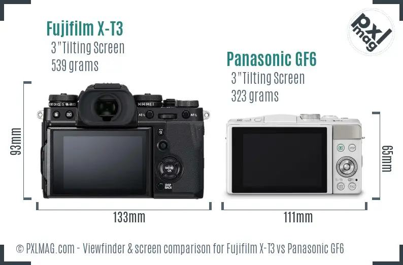 Fujifilm X-T3 vs Panasonic GF6 Screen and Viewfinder comparison