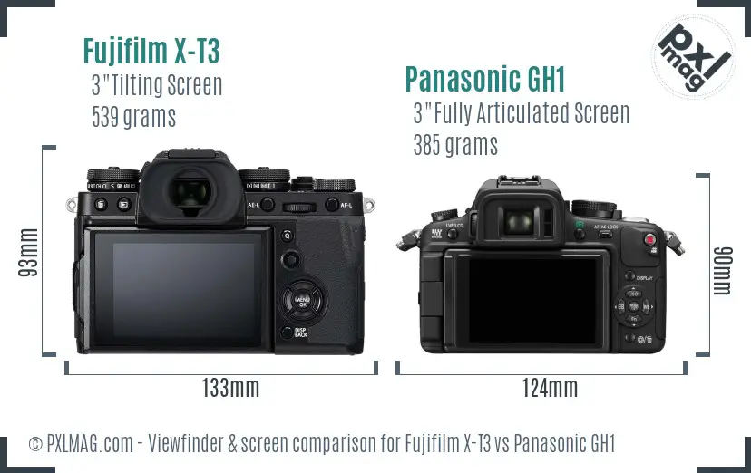 Fujifilm X-T3 vs Panasonic GH1 Screen and Viewfinder comparison