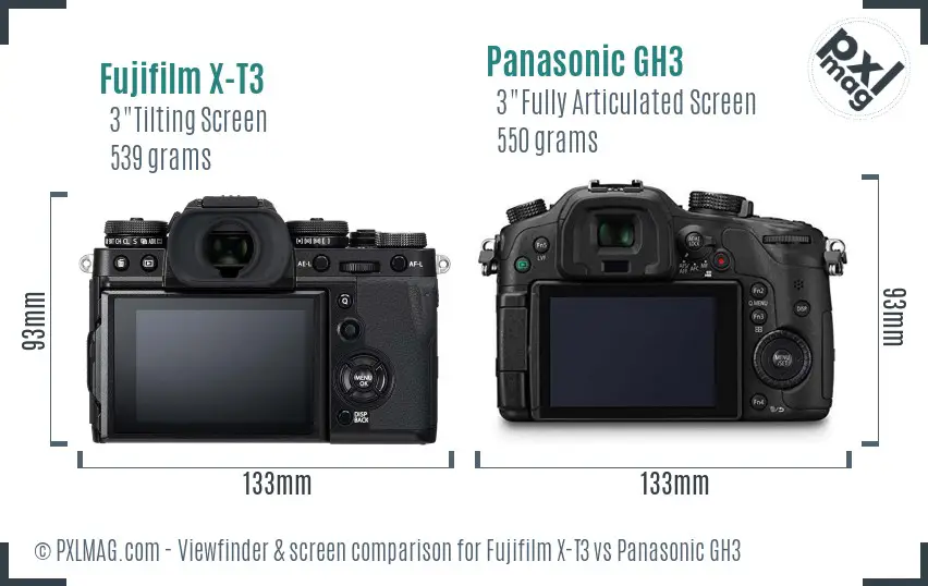 Fujifilm X-T3 vs Panasonic GH3 Screen and Viewfinder comparison