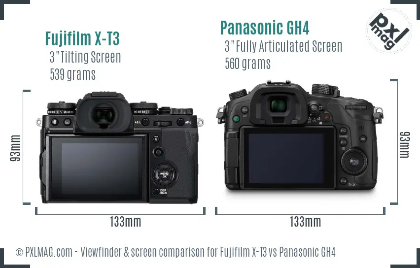 Fujifilm X-T3 vs Panasonic GH4 Screen and Viewfinder comparison