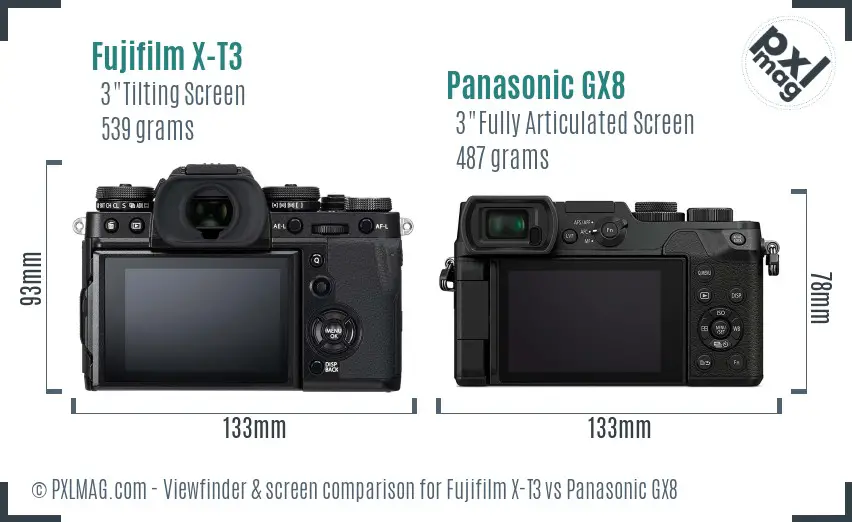 Fujifilm X-T3 vs Panasonic GX8 Screen and Viewfinder comparison