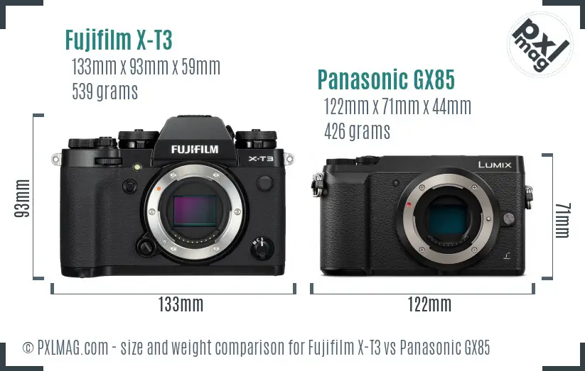 Fujifilm X-T3 vs Panasonic GX85 size comparison