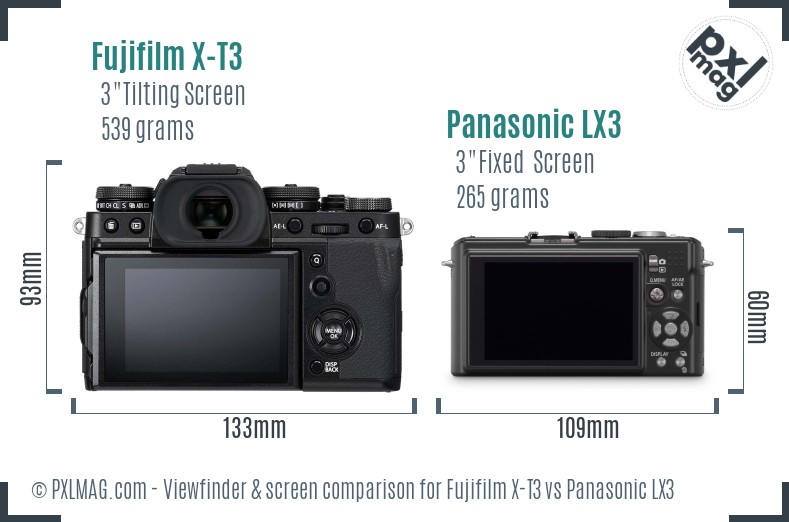 Fujifilm X-T3 vs Panasonic LX3 Screen and Viewfinder comparison