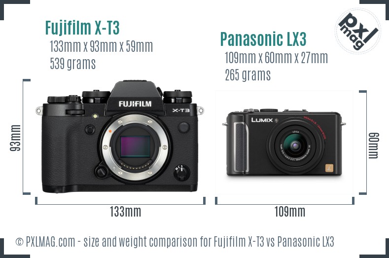 Fujifilm X-T3 vs Panasonic LX3 size comparison