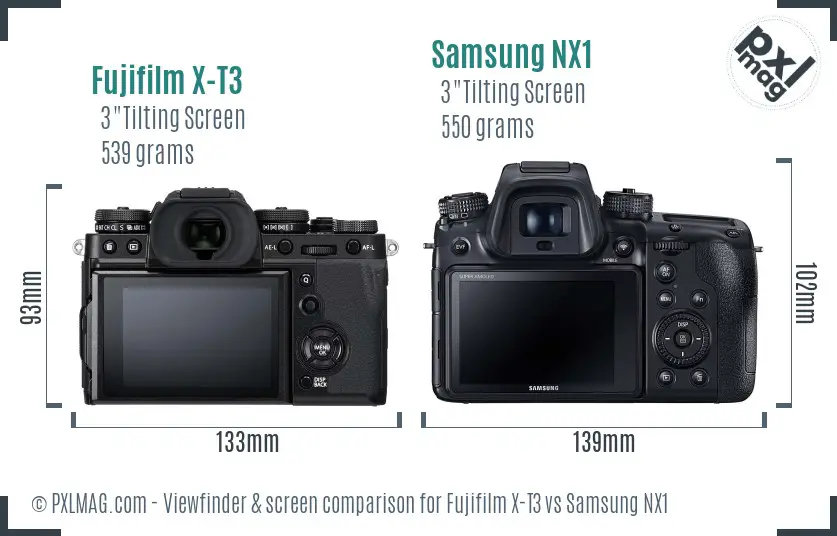 Fujifilm X-T3 vs Samsung NX1 Screen and Viewfinder comparison