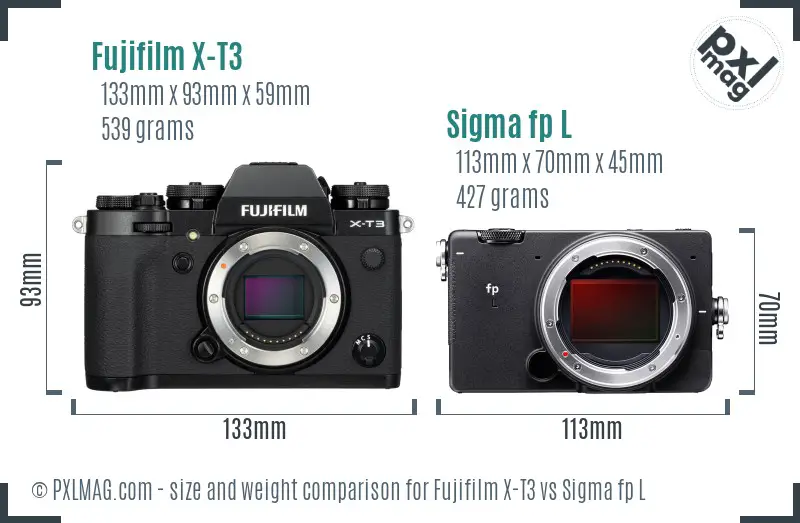 Fujifilm X-T3 vs Sigma fp L size comparison