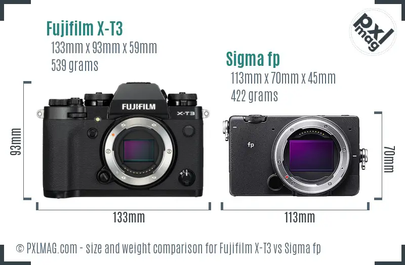 Fujifilm X-T3 vs Sigma fp size comparison