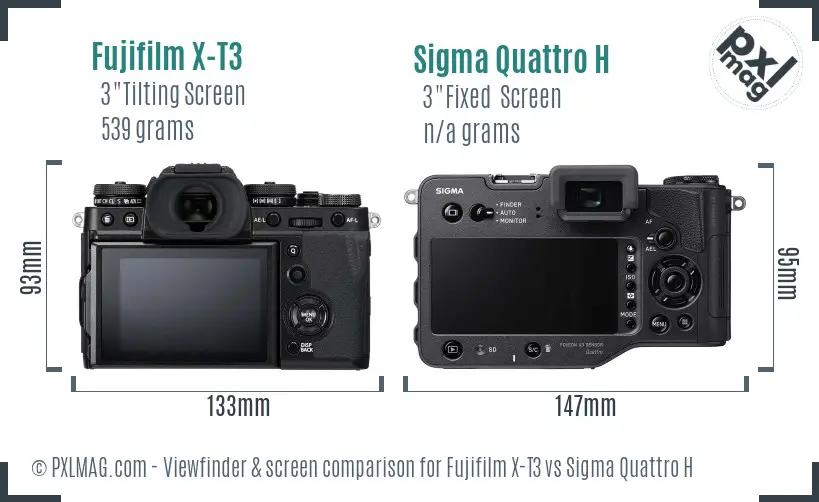 Fujifilm X-T3 vs Sigma Quattro H Screen and Viewfinder comparison