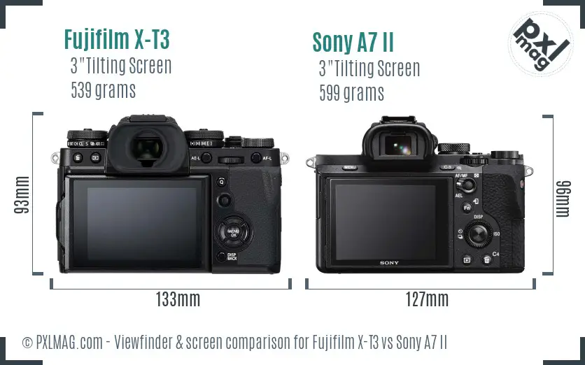 Fujifilm X-T3 vs Sony A7 II Screen and Viewfinder comparison