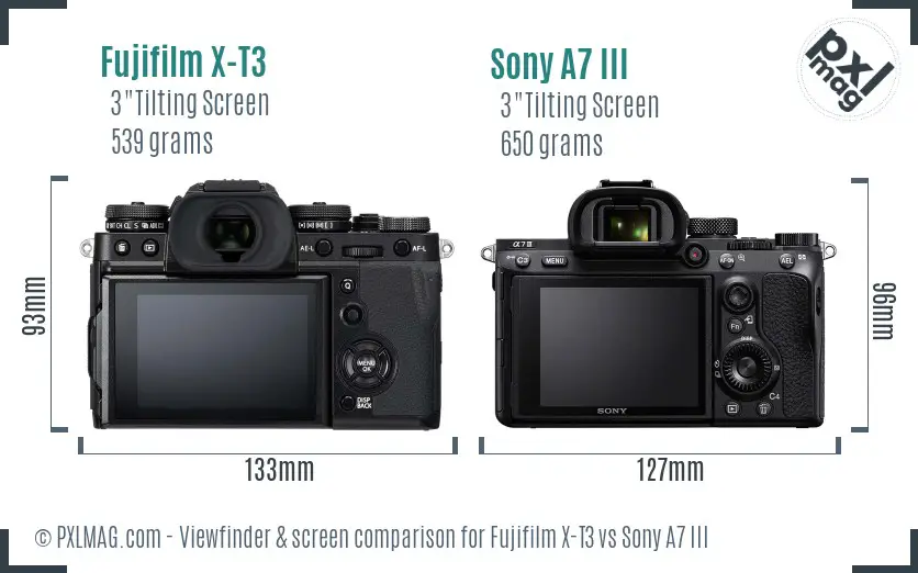 Fujifilm X-T3 vs Sony A7 III Screen and Viewfinder comparison