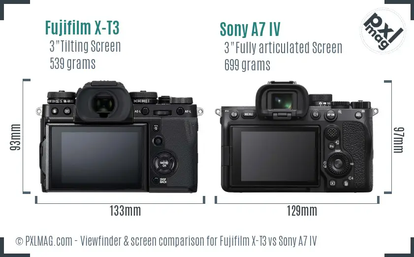 Fujifilm X-T3 vs Sony A7 IV Screen and Viewfinder comparison