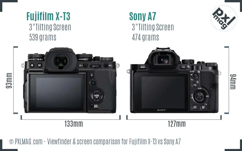 Fujifilm X-T3 vs Sony A7 Screen and Viewfinder comparison