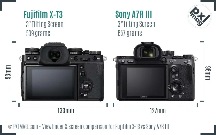 Fujifilm X-T3 vs Sony A7R III Screen and Viewfinder comparison