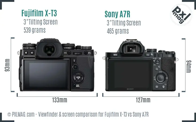 Fujifilm X-T3 vs Sony A7R Screen and Viewfinder comparison