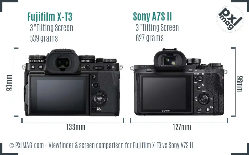 Fujifilm X-T3 vs Sony A7S II Screen and Viewfinder comparison