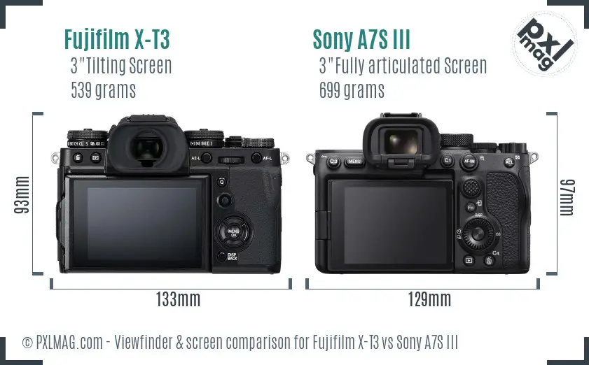 Fujifilm X-T3 vs Sony A7S III Screen and Viewfinder comparison