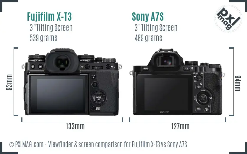 Fujifilm X-T3 vs Sony A7S Screen and Viewfinder comparison
