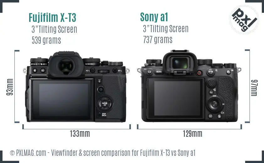 Fujifilm X-T3 vs Sony a1 Screen and Viewfinder comparison