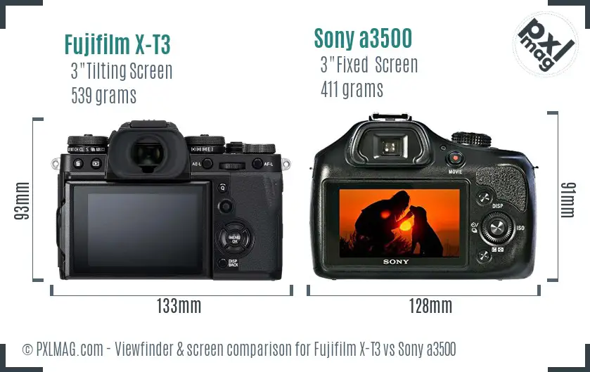 Fujifilm X-T3 vs Sony a3500 Screen and Viewfinder comparison