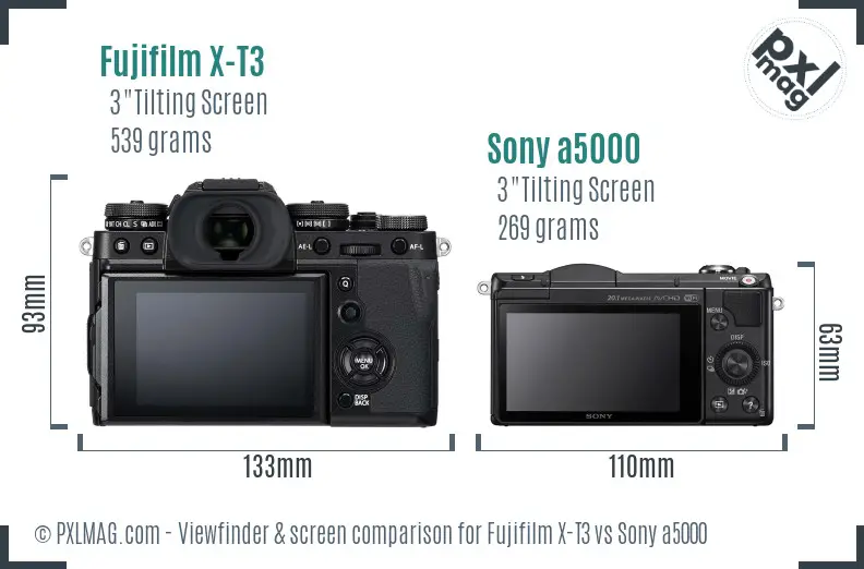 Fujifilm X-T3 vs Sony a5000 Screen and Viewfinder comparison