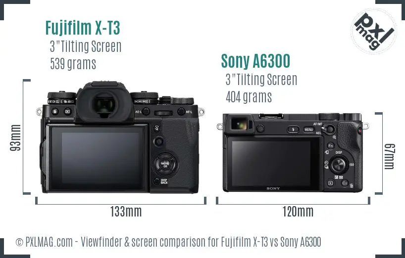 Fujifilm X-T3 vs Sony A6300 Screen and Viewfinder comparison