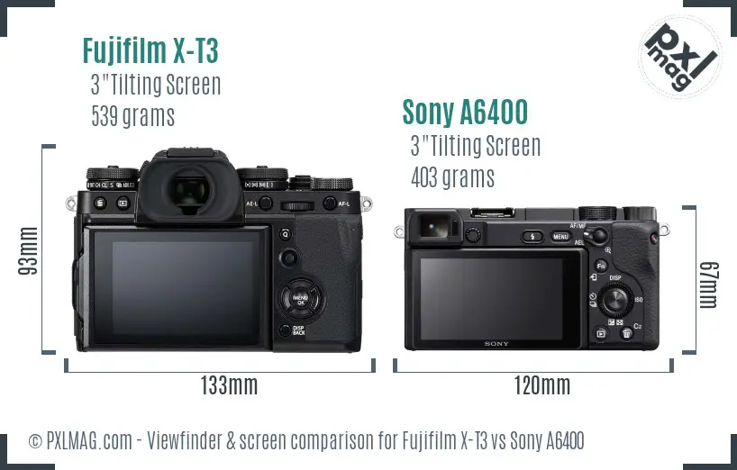 Fujifilm X-T3 vs Sony A6400 Screen and Viewfinder comparison Fujifilm X-T3 vs Sony A6400 Screen and Viewfinder comparison