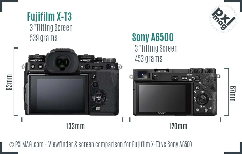Fujifilm X-T3 vs Sony A6500 Screen and Viewfinder comparison