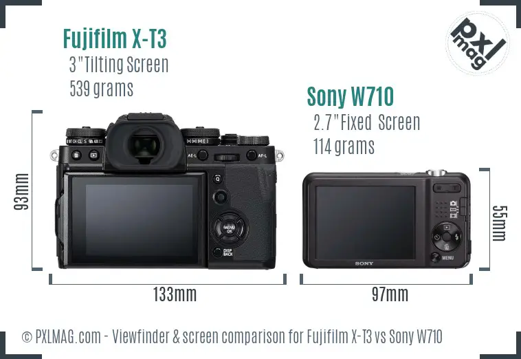 Fujifilm X-T3 vs Sony W710 Screen and Viewfinder comparison