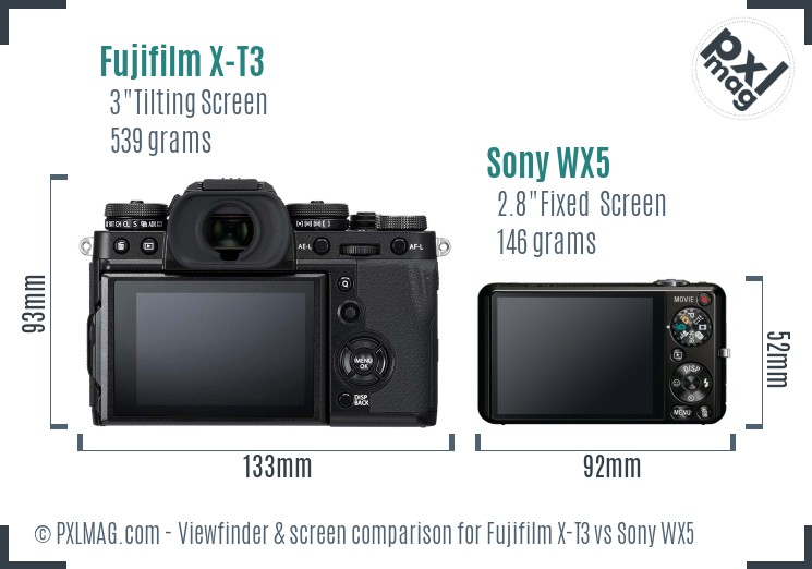 Fujifilm X-T3 vs Sony WX5 Screen and Viewfinder comparison