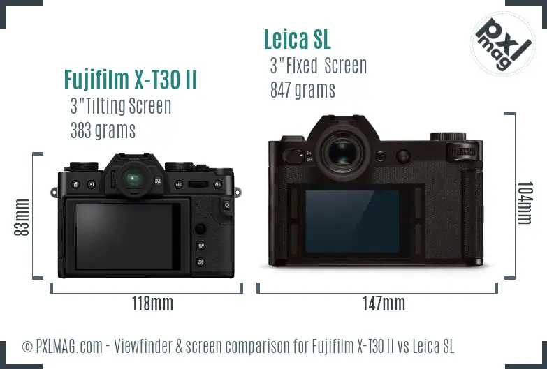 Fujifilm X-T30 II vs Leica SL Screen and Viewfinder comparison