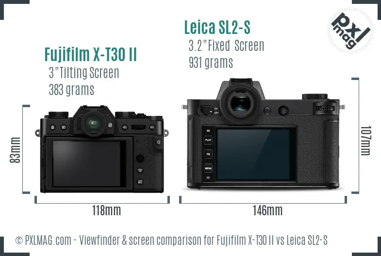 Fujifilm X-T30 II vs Leica SL2-S Screen and Viewfinder comparison