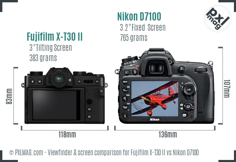 Fujifilm X-T30 II vs Nikon D7100 Screen and Viewfinder comparison