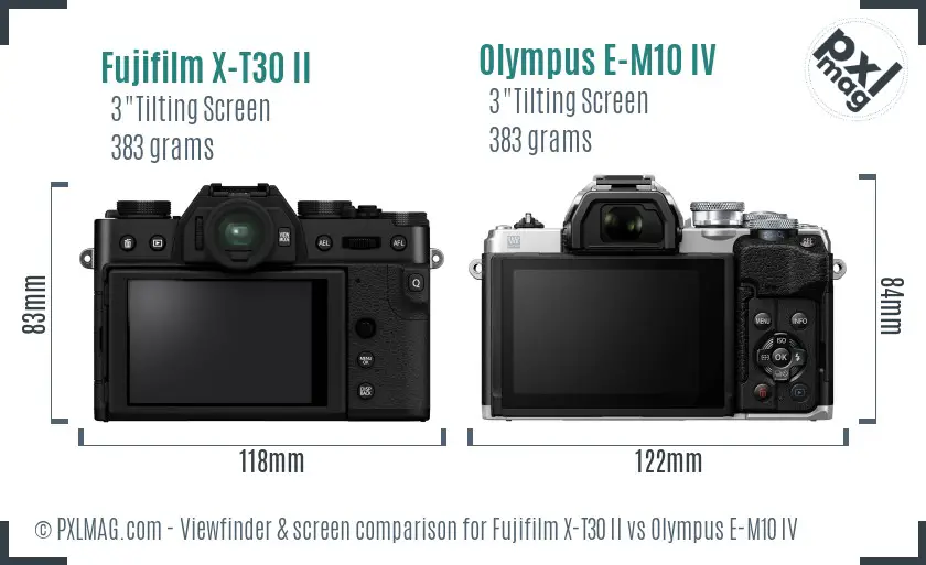 Fujifilm X-T30 II vs Olympus E-M10 IV Screen and Viewfinder comparison