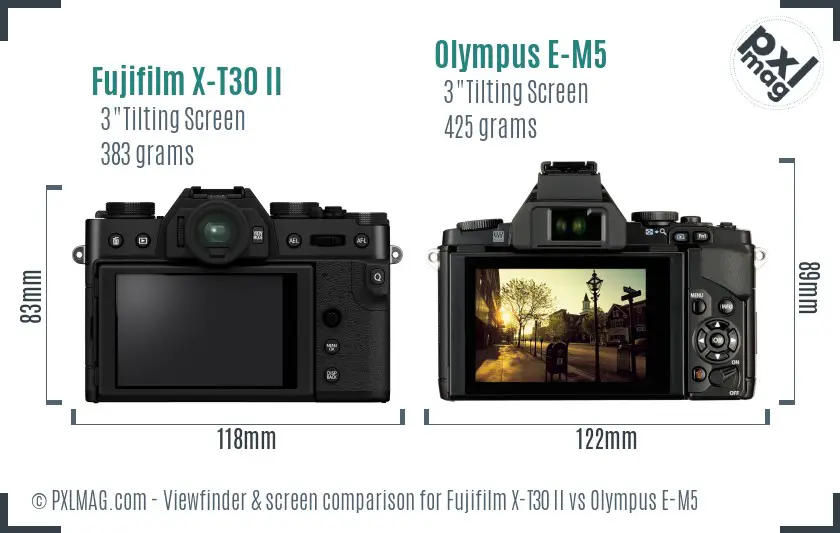 Fujifilm X-T30 II vs Olympus E-M5 Screen and Viewfinder comparison