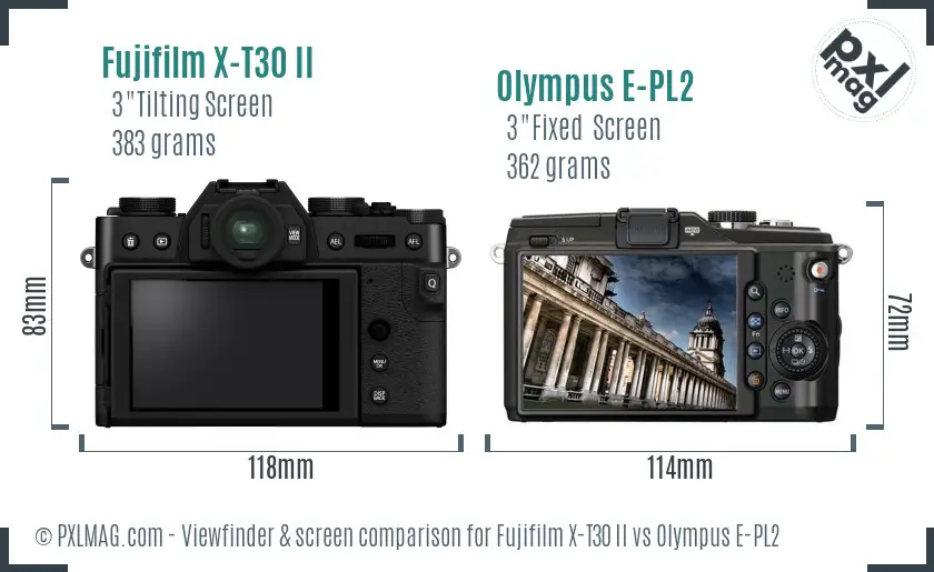 Fujifilm X-T30 II vs Olympus E-PL2 Screen and Viewfinder comparison